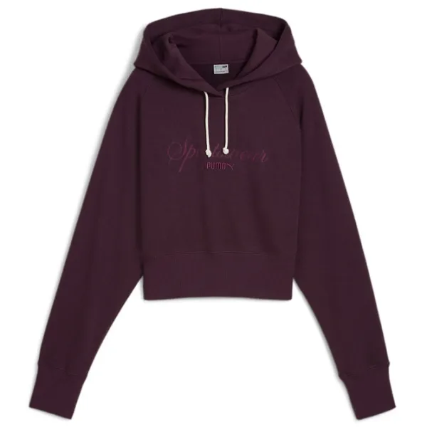 Hanorac pentru femei Puma Classics+ Relaxed Cropped Hoodie All-season / Bordo photo 1