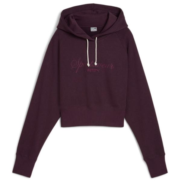 Hanorac pentru femei Puma Classics+ Relaxed Cropped Hoodie All-season / Bordo photo 1
