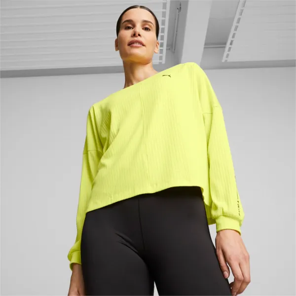 Hanorac pentru femei Puma Studio Unwind Long Sleeve Primăvară - vară / Yellow photo 3