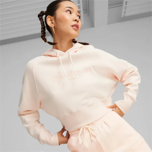 Толстовка для женщин Puma Classics+ Relaxed Cropped Hoodie Всесезонные / Розовый photo 2 Толстовка для женщин Puma Classics+ Relaxed Cropped Hoodie Всесезонные / Розовый photo 2