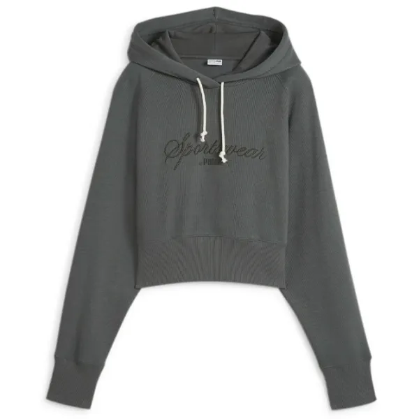 Hanorac pentru femei Puma Classics+ Relaxed Cropped Hoodie All-season / Gray photo 1