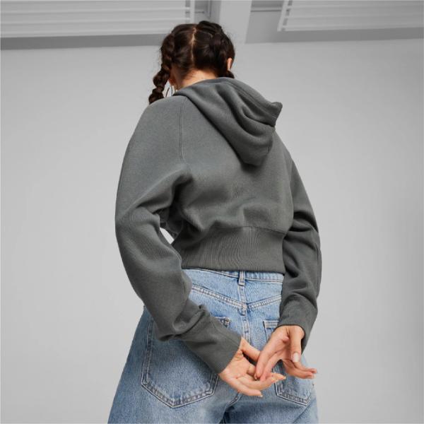 Hanorac pentru femei Puma Classics+ Relaxed Cropped Hoodie All-season / Gray photo 4