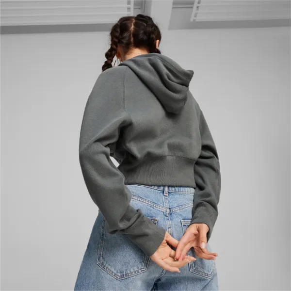 Hanorac pentru femei Puma Classics+ Relaxed Cropped Hoodie All-season / Gray photo 4 Hanorac pentru femei Puma Classics+ Relaxed Cropped Hoodie All-season / Gray photo 4