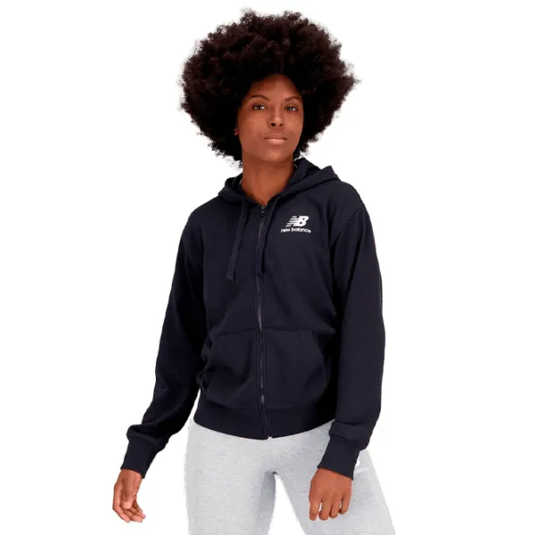 Толстовка для женщин New Balance Damen Kapuzenjacke Essentials Stacked Logo Всесезонные / Черный photo 1