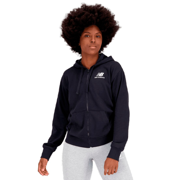 Hanorac pentru femei New Balance Damen Kapuzenjacke Essentials Stacked Logo All-season / Black photo 1
