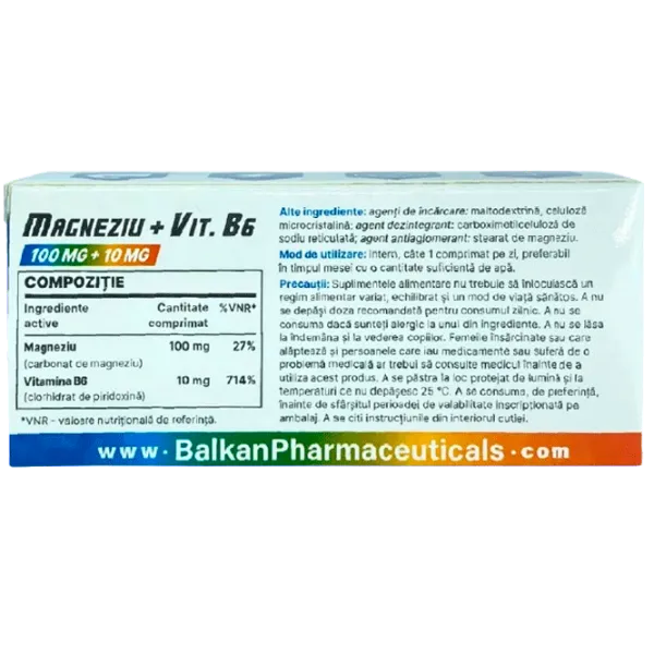 Vitamine și minerale Balkan Pharmaceuticals Magnezium + Vit.B6 (4840982011696) 30 photo 2