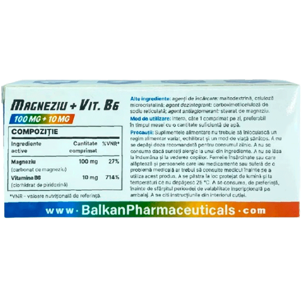 Vitamine și minerale Balkan Pharmaceuticals Magnezium + Vit.B6 (4840982011696) 30 photo 2