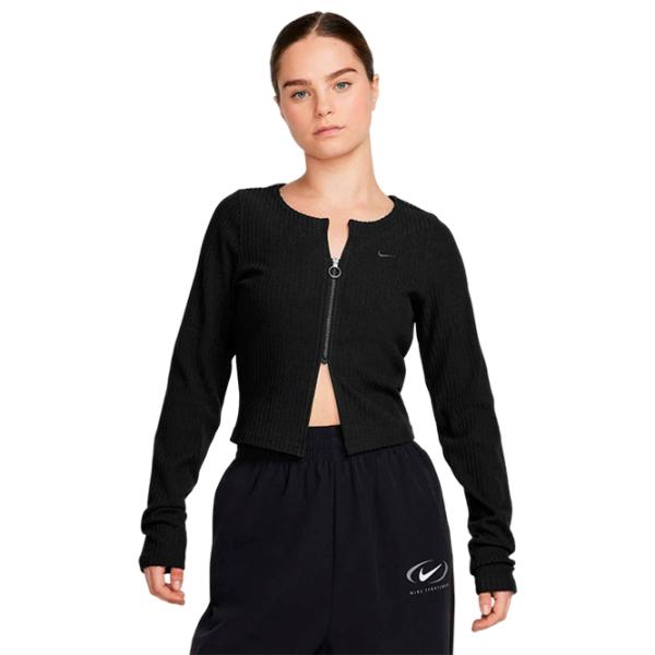 Hanorac pentru femei Nike W Nsw Nk Chll Knt Rib Fz Crdgn Primăvară - vară / Black photo 1