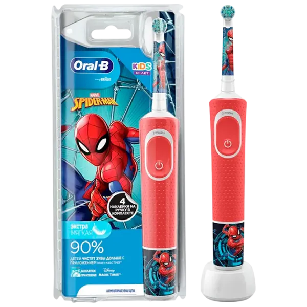 Periuță de dinți electrică Braun Kids Vitality D100 Spiderman 2D / Red photo 2 Periuță de dinți electrică Braun Kids Vitality D100 Spiderman 2D / Red photo 2