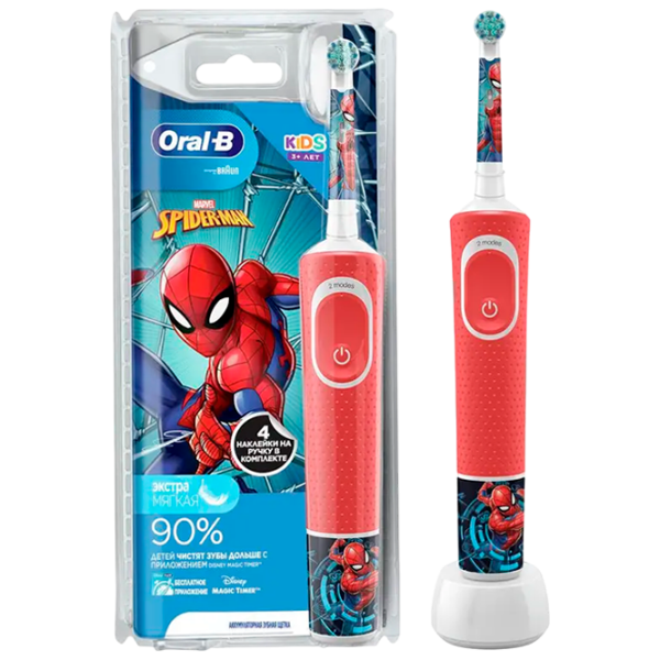 Periuță de dinți electrică Braun Kids Vitality D100 Spiderman 2D / Red photo 2 Periuță de dinți electrică Braun Kids Vitality D100 Spiderman 2D / Red photo 2