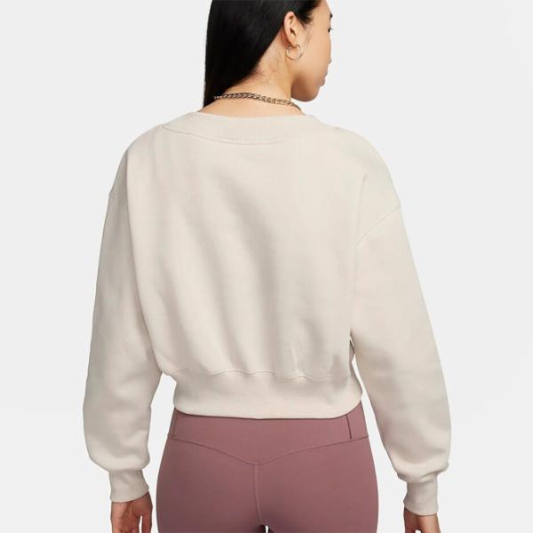 Hanorac pentru femei Nike W Nsw Phnx Flc Crop Vneck All-season / Beige photo 2