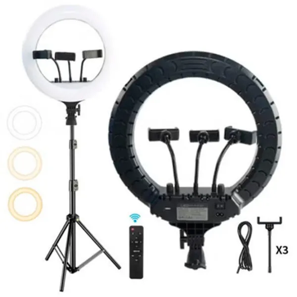 Штатив с круглой лампой Selfie Ring Light RL-14 360 мм Черный photo 2
