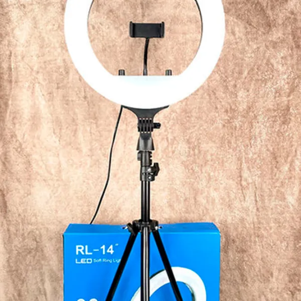 Штатив с круглой лампой Selfie Ring Light RL-14 360 мм Черный photo 6
