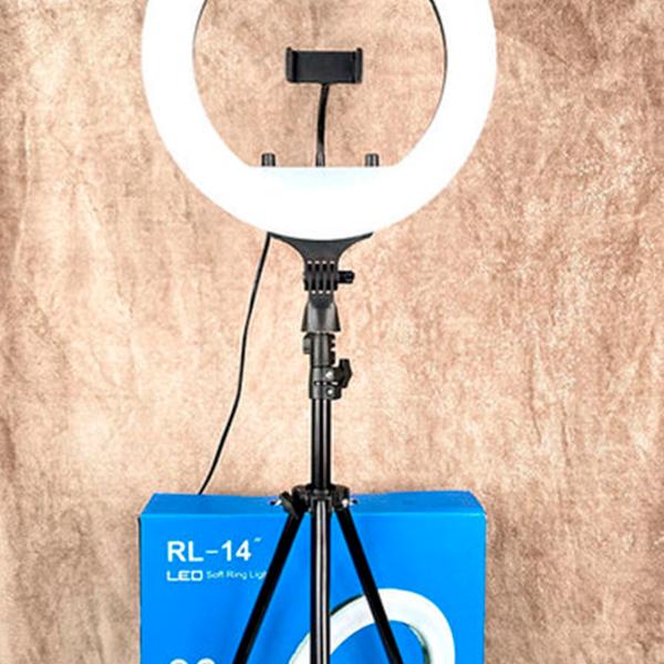 Штатив с круглой лампой Selfie Ring Light RL-14 360 мм Черный photo 6