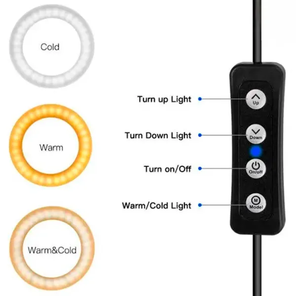 Штатив с круглой лампой Selfie Ring Light M20 200 мм Черный photo 9