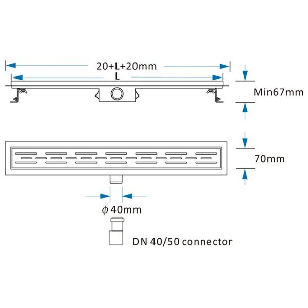 Rigolă de duș KAS FLH40-A2 С06 Inox photo 2 Rigolă de duș KAS FLH40-A2 С06 Inox photo 2