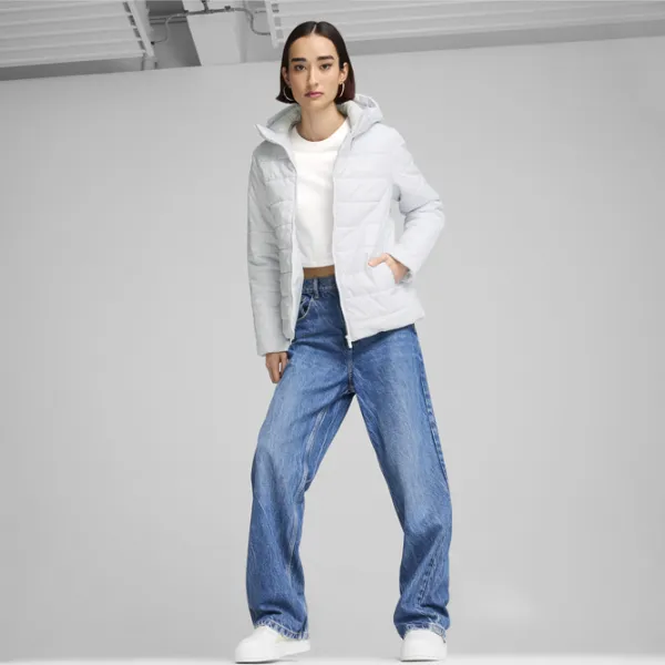 Ветровка для женщин Puma Ess Hooded Padded Jacket Демисезон / Серебряный photo 2