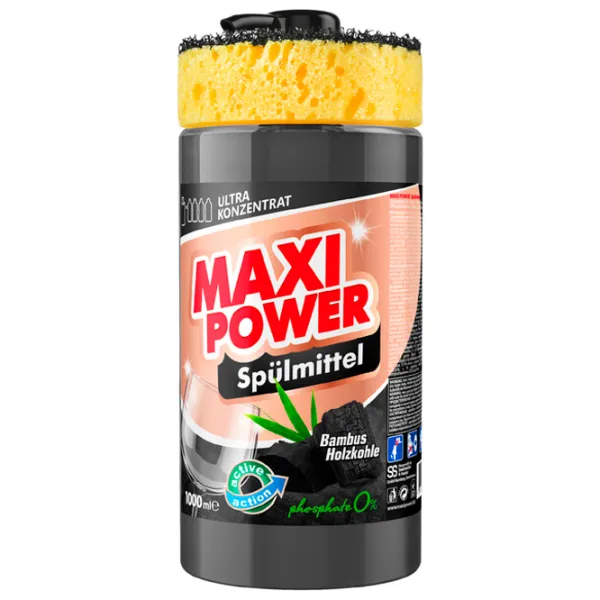 Средство для мытья посуды Maxi Power Black coal 1 л / Черный уголь photo 1 Средство для мытья посуды Maxi Power Black coal 1 л / Черный уголь photo 1