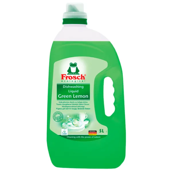 Средство для мытья посуды Frosch Green Lemon 5 л / Зелёный лимон photo 1 Средство для мытья посуды Frosch Green Lemon 5 л / Зелёный лимон photo 1