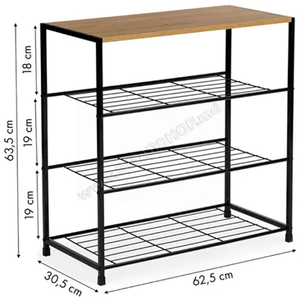 Etajeră pentru încălțăminte Modern Home XJ633063A1 (Oak/Black) 63.5 x 62.5 x 30.5 /Black /Fag photo 5 Etajeră pentru încălțăminte Modern Home XJ633063A1 (Oak/Black) 63.5 x 62.5 x 30.5 /Black /Fag photo 5