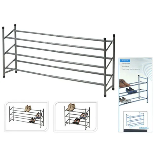 Стеллаж для обуви Storage Solutions 46889 3 полки металлические  62 x 115 x 23см /Серый /Серый photo 2 Стеллаж для обуви Storage Solutions 46889 3 полки металлические  62 x 115 x 23см /Серый /Серый photo 2