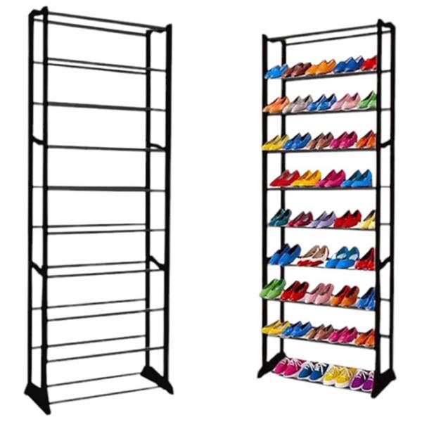 Стеллаж для обуви Holland 46915 Storage Solutions 10 полок 50x24x130cm  130 x 50 x 24см /Black /Черный photo 2