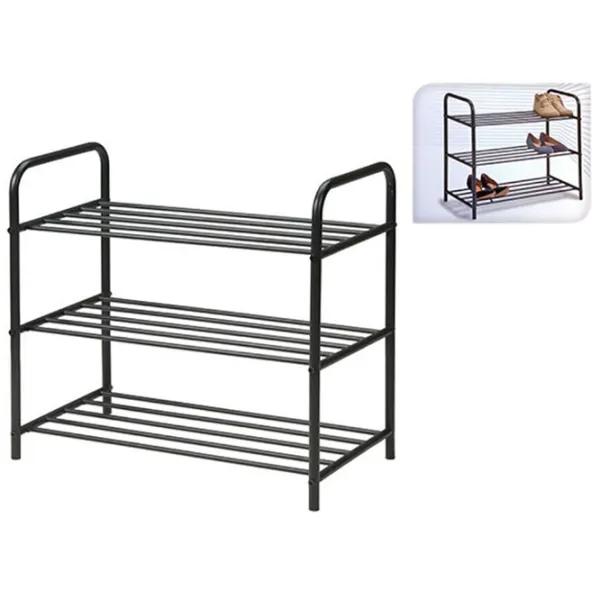 Стеллаж для обуви Ambiance 46962 3 полки 66Х58Х34cm металлические 58 x 66 x 34см /Black /Черный photo 2