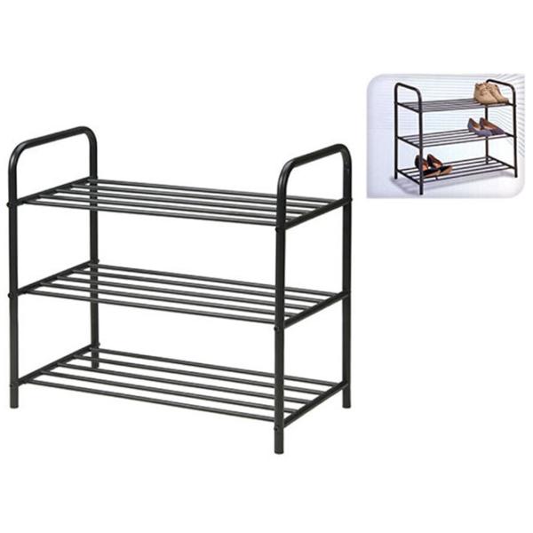 Стеллаж для обуви Ambiance 46962 3 полки 66Х58Х34cm металлические 58 x 66 x 34см /Black /Черный photo 2