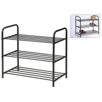 Стеллаж для обуви Ambiance 46962 3 полки 66Х58Х34cm металлические 58 x 66 x 34см /Black /Черный photo 2