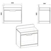 Dulap pentru încălțăminte KompaniT "TO-8" ML Mobilier 600x600x380 60 x 60 x 38 /Stejar /Stejar Sonoma photo 2