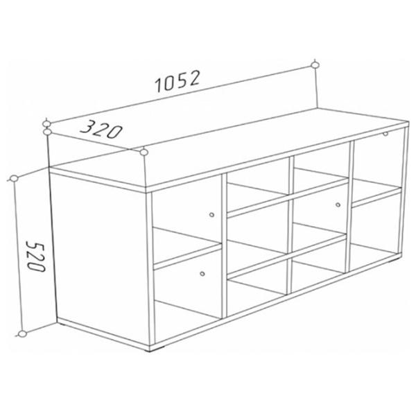 Dulap pentru încălțăminte ML-Mobila ML-4 52 x 105.2 x 32 /Stejar Craft Alb /Stejar Craft Alb photo 2