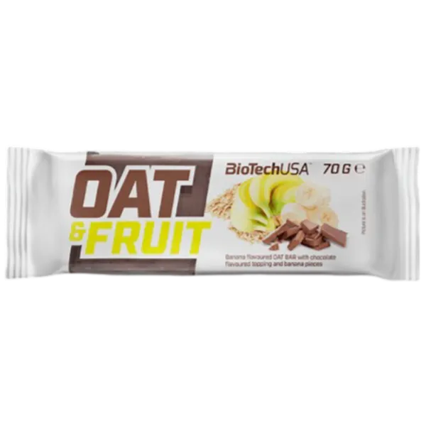 Batoane proteice BioTechUSA Oat & Fruits Banană, ciocolată (5999076223183) 70 g photo 1 Batoane proteice BioTechUSA Oat & Fruits Banană, ciocolată (5999076223183) 70 g photo 1