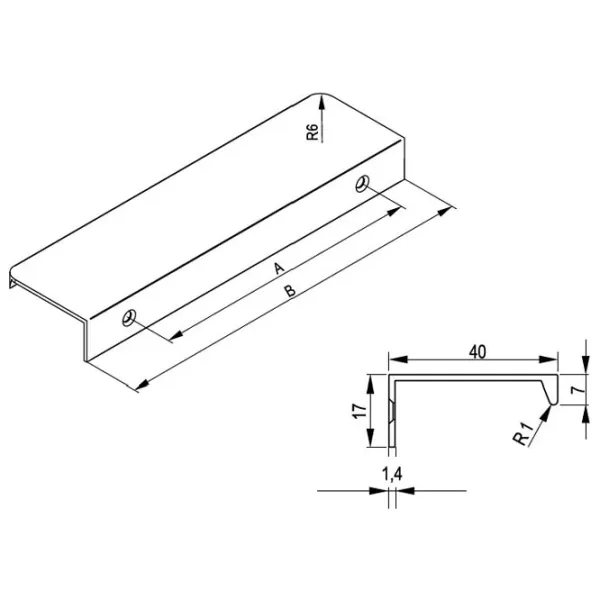 Mânere pentru mobilă Rejs AL13 Aluminiu / Black photo 2 Mânere pentru mobilă Rejs AL13 Aluminiu / Black photo 2