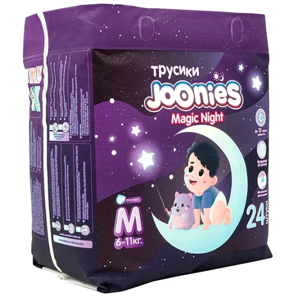 Подгузники для детей Joonies Magic Nights M 6 - 11 кг / 24 шт. photo 2