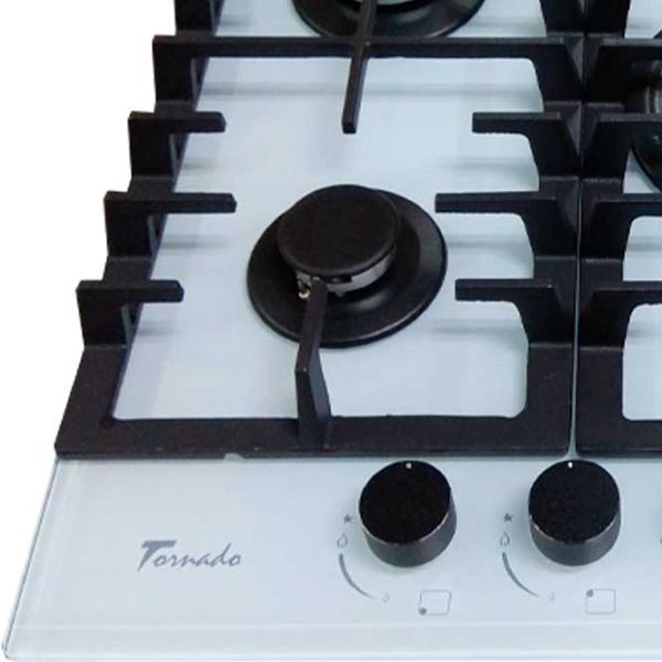 Plită încorporabilă pe gaz Tornado TR-453 HM Sticlă călită / White photo 2