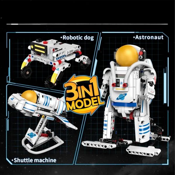 Constructor cu telecomandă KeeYee Astronaut Robot Robot/ White photo 3