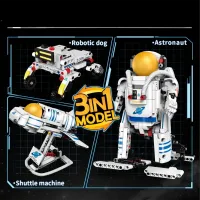 Constructor cu telecomandă KeeYee Astronaut Robot Robot/ White photo 3