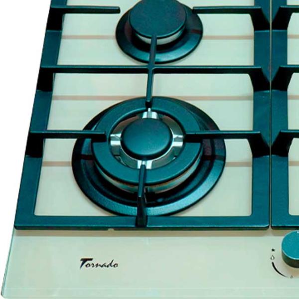 Plită încorporabilă pe gaz Tornado TR4033 Sticlă călită / Ivory photo 3