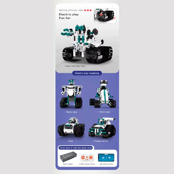 Constructor cu telecomandă KeeYee Robot Programmable Robot/ White photo 9