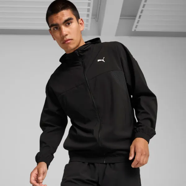 Hanorac pentru bărbați Puma Always On Woven Full  Drept / Black photo 2 Hanorac pentru bărbați Puma Always On Woven Full  Drept / Black photo 2