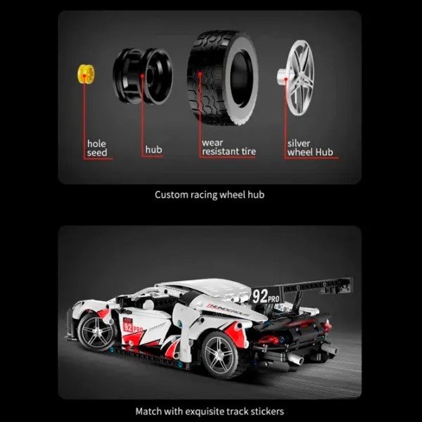 Constructor cu telecomandă KeeYee Porsche 911 RSR Mașină/ White photo 3