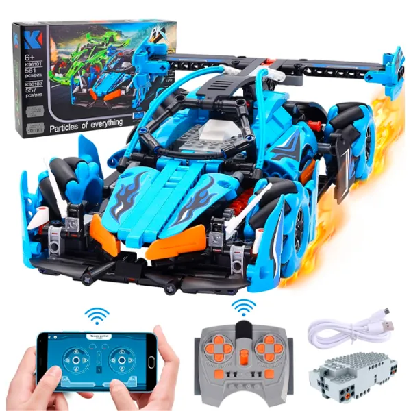 Constructor cu telecomandă KeeYee Universal Mecanum Mașină/ Blue photo 2