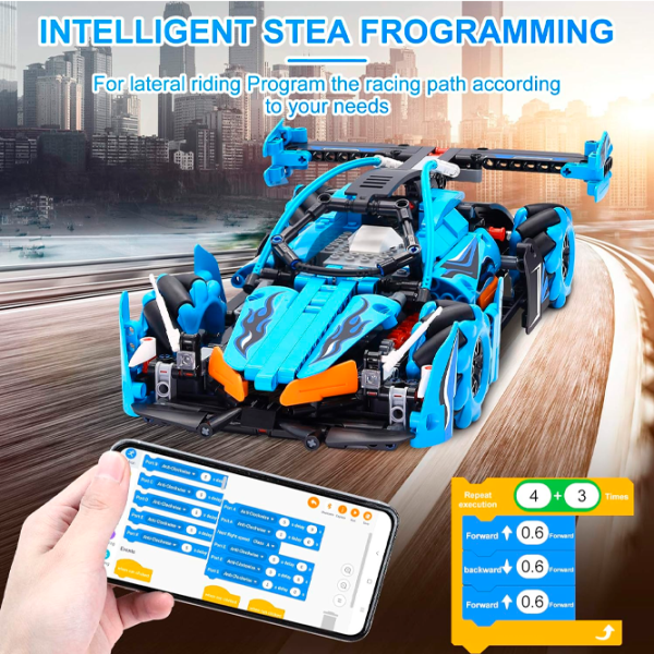 Constructor cu telecomandă KeeYee Universal Mecanum Mașină/ Blue photo 3