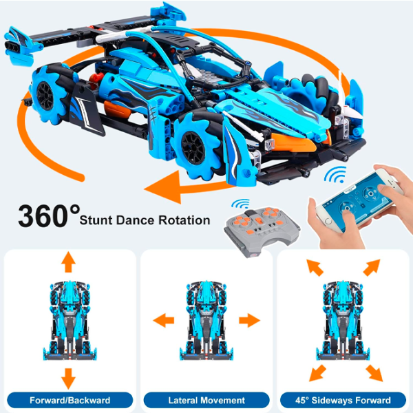 Constructor cu telecomandă KeeYee Universal Mecanum Mașină/ Blue photo 4