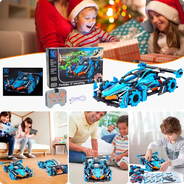 Constructor cu telecomandă KeeYee Universal Mecanum Mașină/ Blue photo 7