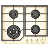 Plită încorporabilă pe gaz Tornado RUGL4025 Sticlă călită / Ivory