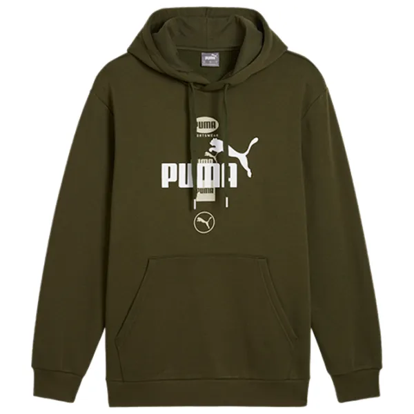 Hanorac pentru bărbați Puma Power Graphic Hoodie Fl  Drept / Dark Olive photo 1