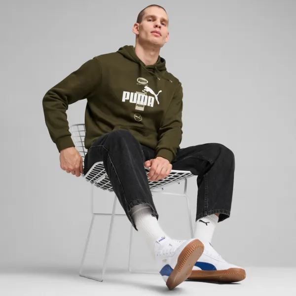 Hanorac pentru bărbați Puma Power Graphic Hoodie Fl  Drept / Dark Olive photo 5