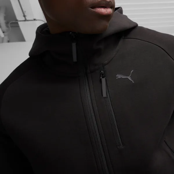 Hanorac pentru bărbați Puma Tech Fz Hoodie Dk  Drept / Black photo 6