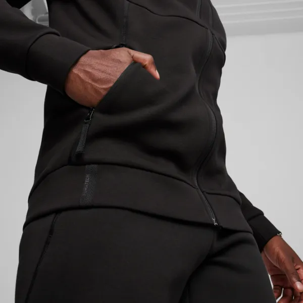 Hanorac pentru bărbați Puma Tech Fz Hoodie Dk  Drept / Black photo 13